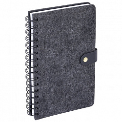 Ежедневник недатированный, А5, 135х210 мм, BRAUBERG "Felt", на гребне, войлок, застежка на кнопке, 160 л., черный, 117132