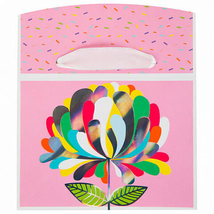 Пакет-коробка подарочный (1 штука) ассорти "Happy Birthday"/"Цветок", глиттер/тиснение фольгой, ламинация 15х9х11 см, 81273, 90074, 81273