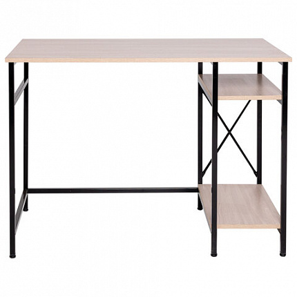 Стол BRABIX "SMART CD-018", 1100х600х765 мм, ЛОФТ, 2 полки, металл/ЛДСП ясень шимо светлый, каркас черный, 641945