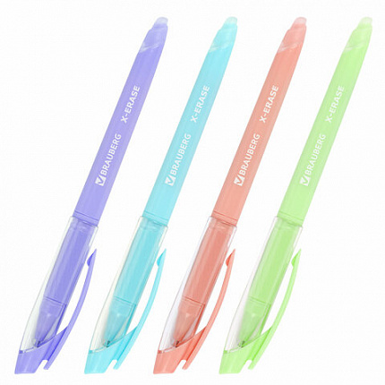 Ручка стираемая гелевая с грипом BRAUBERG X-ERASE PASTEL, СИНЯЯ, узел 0,7 мм, линия 0,35 мм, 143953