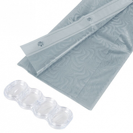 Шторка для ванной EVA, 180х180 см, кольца в комплекте, СЕРАЯ ГОЛОГРАФИЯ, PRIMILA (ПРИМИЛА), 700104