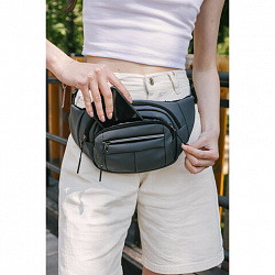 Сумка на пояс HEIKKI PROMPT (ХЕЙКИ), 2 отделения, регулируемый ремень, светоотражающие элементы, серая, 35х14х4см, 273925