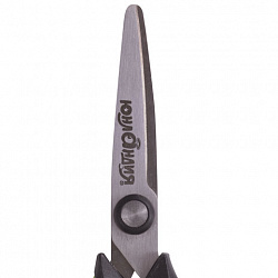 Ножницы ЮНЛАНДИЯ "BASIC", 155 мм, ребристые резиновые вставки, черно-голубые, европодвес, 236991