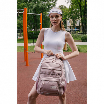 Рюкзак HEIKKI FUSION (ХЕЙКИ) универсальный, 2 отделения, отделение для ноутбука, c КОШЕЛЬКОМ, пыльная роза, 44х31х14 см, 273867