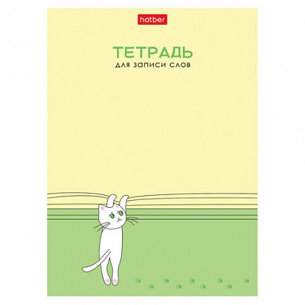 Тетрадь-словарь для записи иностранных слов А6 24 л., скоба, линия, HATBER, "Умный котик", 090006, 24Т6В5_29740