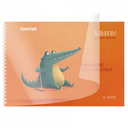 Альбом для рисования, пластиковая обложка, А4 40 л., гребень, FUNSTER (ФАНСТЕР), 210х297 мм, АССОРТИ (8 видов), 107684