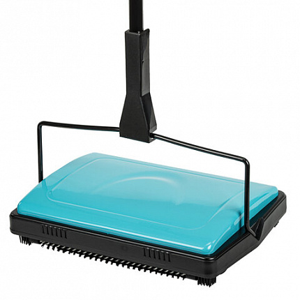 Щетка-веник-пылесос механическая, металлическая, плотная щетина на роликах, чёрно-бирюзовый, разборный, колорбокс, DASWERK, 608948
