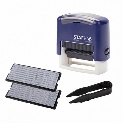 Штамп самонаборный 4-строчный STAFF, оттиск 48х18 мм, "Printer 8052", КАССЫ В КОМПЛЕКТЕ, 237424
