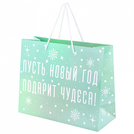 Пакет подарочный (1 шт.) новогодний, 26х13х32 см, "Сияние", ГОЛОГРАФИЯ, ассорти 4 дизайна, ЗОЛОТАЯ СКАЗКА, 592426