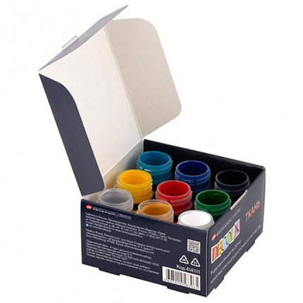 Краски по ткани акриловые "Декола", 9 цветов по 20 мл, в банках, Невская Палитра, 4141111