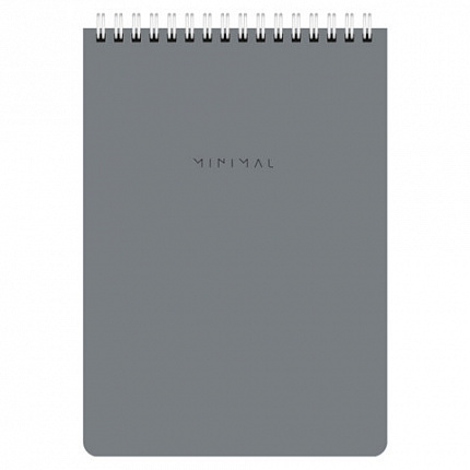 Блокнот А5 146х206 мм, 60 л., гребень, картон, жесткая подложка, клетка, BRAUBERG "Minimal Classic", 116426