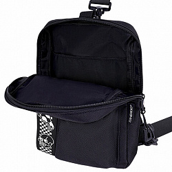 Сумка на плечо HEIKKI TORRENT (ХЕЙКИ) с карманом, "Chess emoji", черная, 25х18х3 см, 272638