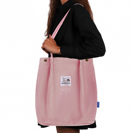 Сумка-шоппер BRAUBERG MOMENTS, вельвет, 35х30 см, розовый, 271907