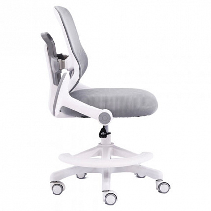 Кресло детское с подставкой для ног BRABIX KIDS "MG-215", сетка/ткань TW, серое, 533313