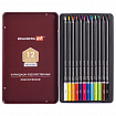 Карандаши художественные цветные BRAUBERG ART PREMIERE, 12 цветов, МЯГКИЙ грифель 4 мм, металл, 181540