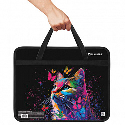 Папка на молнии с ручками BRAUBERG А4, 1 отделение, пластик, 80 мм, "Butterfly catcher", 272165