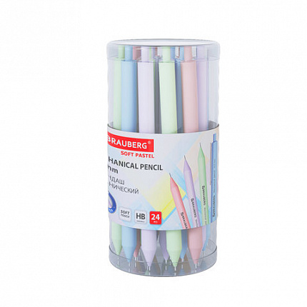 Карандаш механический 0,5 мм, BRAUBERG SOFT PASTEL, корпус soft-touch ассорти, 181957