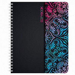 Тетрадь А5, 48 л., BRAUBERG, гребень, клетка, обложка картон, АБСТРАКЦИЯ, 403053