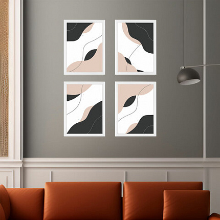 Рамка 21х30 см небьющаяся, КОМПЛЕКТ 4 шт., багет 16 мм, МДФ, BRAUBERG "Basic", белая, 391258