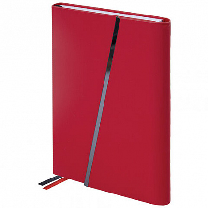 Ежедневник недатированный А5 145х213мм BRAUBERG "Vogue", под кожу, магнитный клапан, 160л, красный, 116225