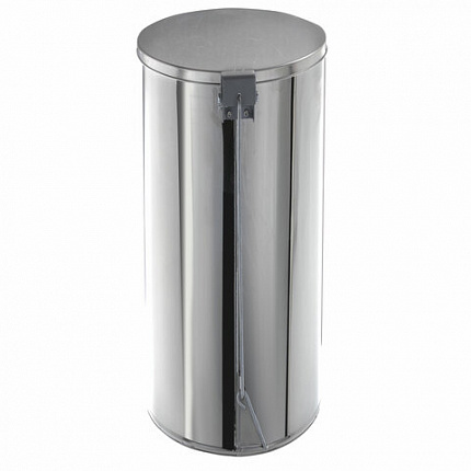 Урна для мусора с педалью 50 литров, УСИЛЕННОЕ, кольцо под мешок, хром, нержавеющая сталь, ТИТАН