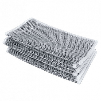 Тряпки-салфетки металлические, сетка-скрабер, 20х20 см, КОМПЛЕКТ 10 штук, для мытья посуды и уборки, не оставляет царапин, LAIMA, 700065