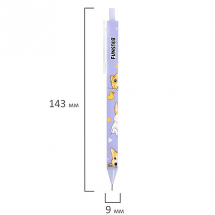 Карандаш механический 0,7 мм с принтом FUNSTER "CORGI", корпус soft-touch ассорти, 182060