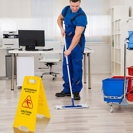 Знак предупреждающий "Осторожно! Мокрый пол!" пластиковый, 62х30 см, LAIMA PROFESSIONAL, 601524