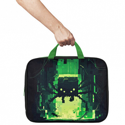 Папка на молнии с ручками BRAUBERG А4, 1 отделение, полиэстер, 80 мм, "Digital spider", 273303