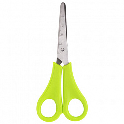 Ножницы ЮНЛАНДИЯ, 135 мм, с линейкой и футляром для лезвий, салатовые, блистер, 237109
