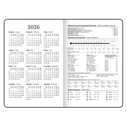 Ежедневник датированный 2026 с резинкой 145х203 мм, А5, BRAUBERG, твердый, "Безмятежность", 117336