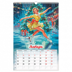 Календарь на гребне с ригелем 2027 г., 12 листов, 30х45 см, BRAUBERG, "Советские плакаты", 118375
