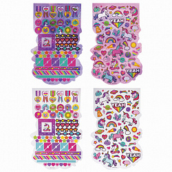 Альбом со сверкающими наклейками "Единороги", 4 листа, более 250 шт., склейка, ЮНЛАНДИЯ, 662698