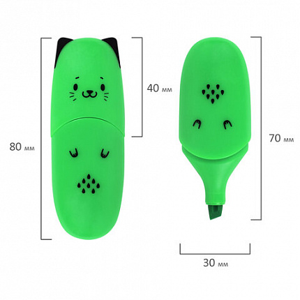 Текстовыделитель мини BRAUBERG KIDS "CUTE CATS NEON", АССОРТИ В ПЛАСТИКОВОЙ БАНКЕ, 1-5 мм, 152433