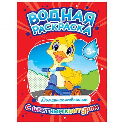 Раскраска водная с цветным контуром, 195х276 мм, 16 стр., АССОРТИ, ПП