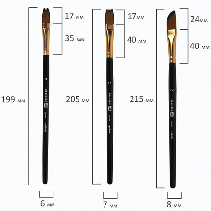 Кисти художественные набор 12 шт, синтетика, № 1-12, BRAUBERG ART DEBUT, 201049