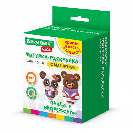 Фигурка-раскраска из гипса "С магнитом", с красками и кистью, ассорти, BRAUBERG KIDS, 666010