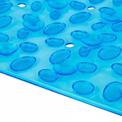 Коврик для ванны противоскользящий 69х40 см, "Камешки", овальный, прозрачно-голубой, ПВХ, PRIMILA (ПРИМИЛА), 700368