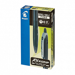 Ручка шариковая масляная автоматическая PILOT "Rex Grip", узел 0,7 мм, линия 0,22 мм, упор, черная, BPRG-10R-F B