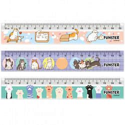 Линейка пластиковая 15 см, FUNSTER, "КОТЫ", ассорти, дисплей, 210918