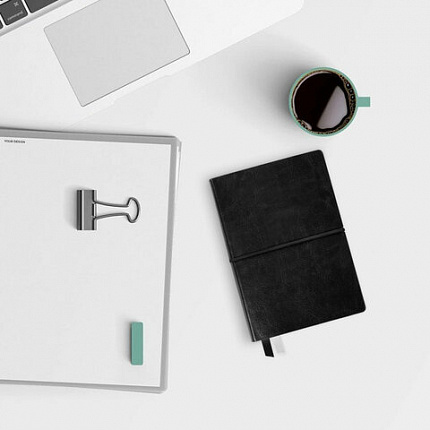 Блокнот МАЛЫЙ ФОРМАТ (100х150 мм) А6, BRAUBERG "Black Jack", 128 л., гладкий кожзам, резинка, клетка, черный, 125243