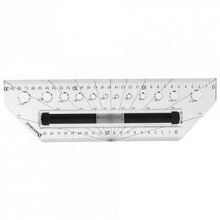 Линейка с роликом (рейсшина) 30 см, BRAUBERG, металлический ролик, коробка с подвесом, 210647