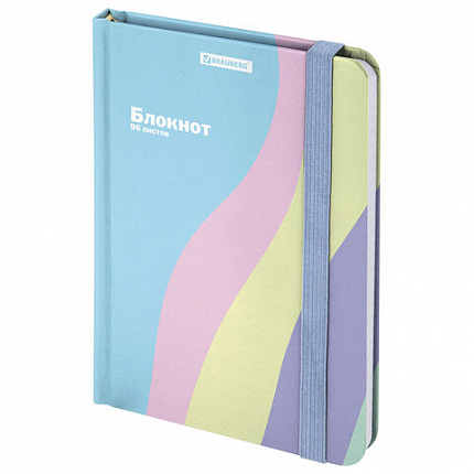 Блокнот с резинкой в клетку 96 л., МАЛЫЙ ФОРМАТ А6, 109х148 мм, BRAUBERG, кросс-серия "PASTEL", 117019