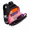 Ранец GRIZZLY анатомическая спинка, c брелоком, для девочек, "HEARTS", чёрный 36х28х20 см, RAz-586-5/1