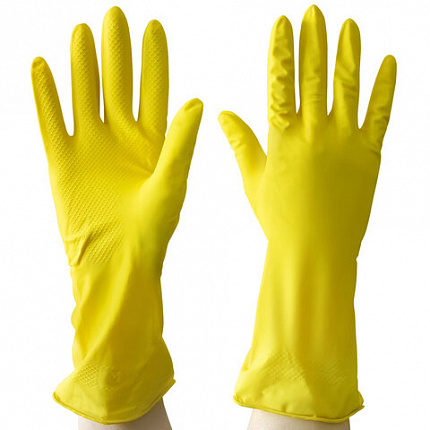 Перчатки МНОГОРАЗОВЫЕ латексные AVIORA, размер 7-8, M (средний), желтые, вес 35 г, 402-567