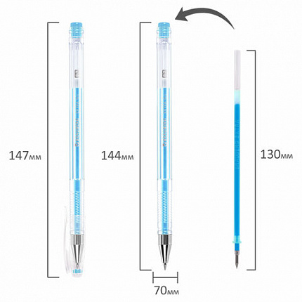 Ручки гелевые ПАСТЕЛЬ BRAUBERG "EXTRA", НАБОР 6 ЦВЕТОВ, узел 0,7 мм, линия 0,35 мм, 143910