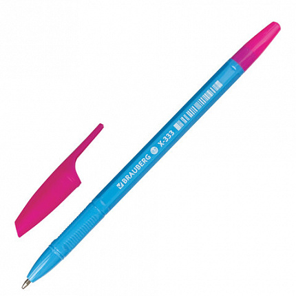 Ручка шариковая BRAUBERG "X-333 MIX", СИНЯЯ, корпус ассорти, узел 0,7 мм, линия 0,35 мм, 142960