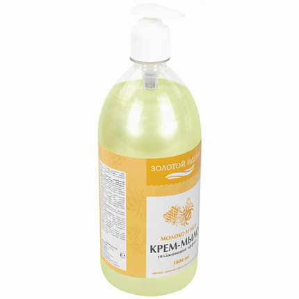Мыло-крем жидкое 1 л, ЗОЛОТОЙ ИДЕАЛ "Молоко и мёд", дозатор, 609427
