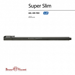 Ручка гелевая BRUNO VISCONTI "Super Slim Black", СИНЯЯ, узел 0,28 мм, линия 0,2 мм, 20-0398