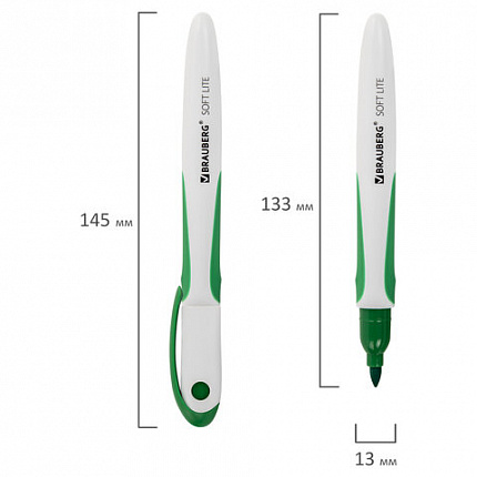 Маркеры стираемые для белой доски НАБОР 4 ЦВЕТА, BRAUBERG "SOFT LITE", 3 мм, резиновая вставка, 152107